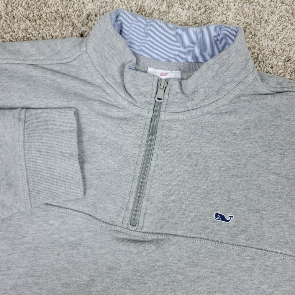 Vineyard Vines Mens XL Solid Gray Stretch Knit Quarter Zip
